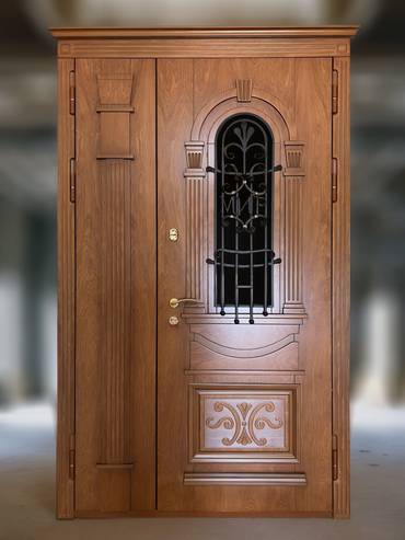 Дверь с отделкой МДФ (решетка и стекло)