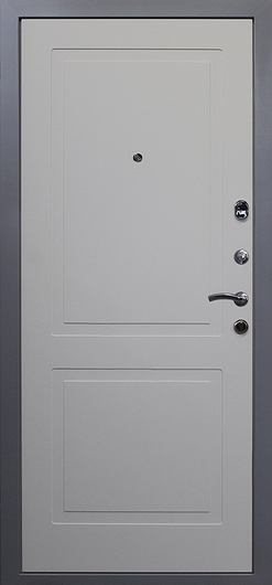 Дверь с серым МДФ и фрезеровкой