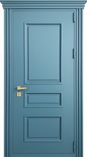 Металлобагетная входная дверь с карнизом и порошковым окрашиванием RAL 5009